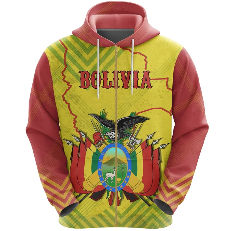 thumbnail image 1 of Sudadera con capucha con estampado 3D de la bandera de Bolivia para hombre, chaqueta informal de manga larga con cremallera, sudadera deportiva para hombres y mujeres, sudaderas con capucha 2024, 1 of 4
