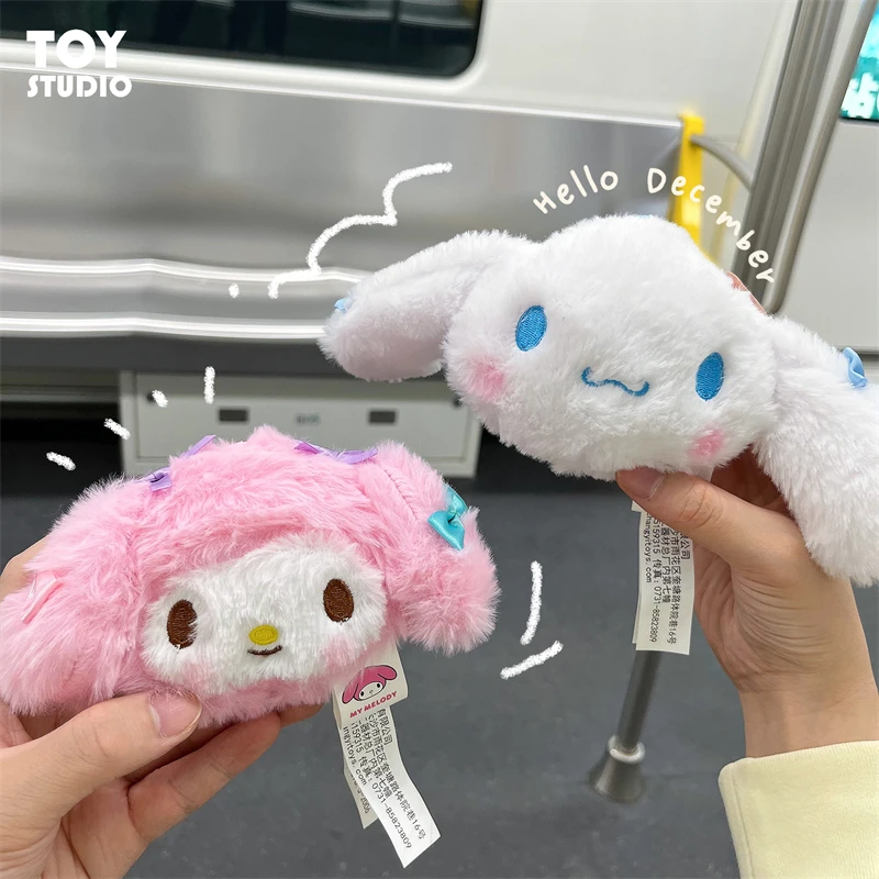 애니메이션 산리오 헬로 키티 쿠로미 멜로디 시나모롤 카와이 봉제 인형 장난감 펜던트 열쇠 고리, 여아용 생일 선물