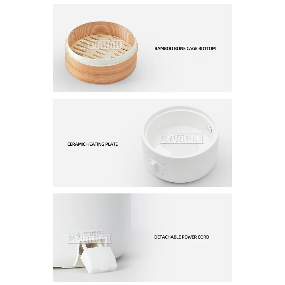 Bamboo Cage Electric Steamer Household Multi-layer Bamboo Steamer Automatic Breakfast Machine for Steaming