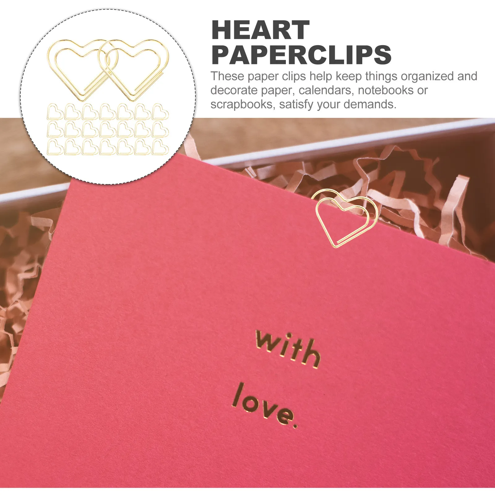 100Pcs 크리 에이 티브 종이 클립 하트 모양 금속 클립 종이 클램프 문서 홀더 사무실 학습 용품 장식 종이 클립