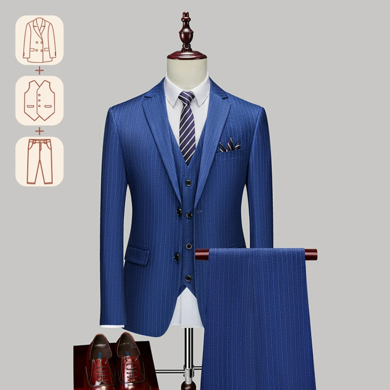 2023 New Arrival Men's Suit Striped Suit Luxury Genuine Dress Groom