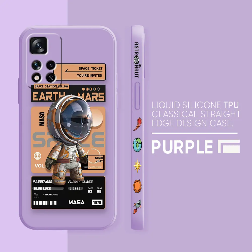 thumbnail image 1 of Case For Redmi Note 12 11 11T 11R 11E 10 9 8 7 7S PRO PLUS 4G 5G Simple Liquid silicone Case Stylish Luxurious Space Astronauts, 1 of 5