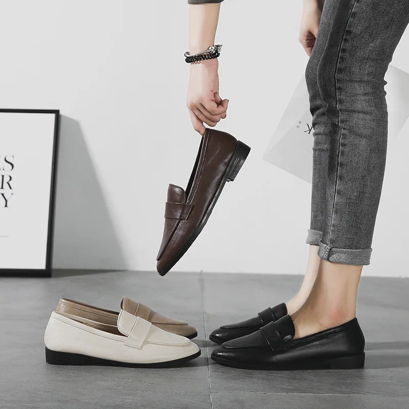 Loafers Shoes for Woman Slip on Oxford Shoes High Quality PU Leather Mocassins Flats Fashion Ladies Casual Walking Shoes