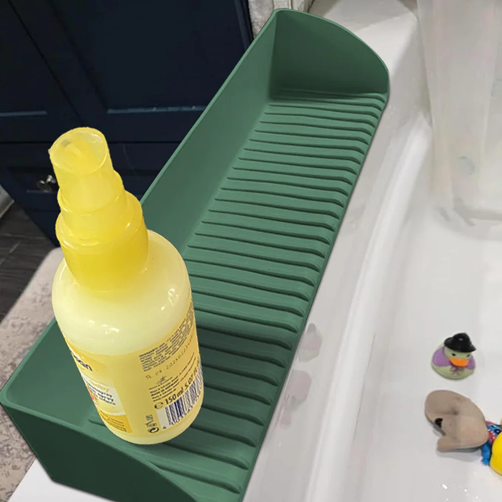 A Bathtub And和水槽 Splash-Proof Cover-Silicone Bathtub Splash-Proof Holder, Tray Holder, Cover with 4 Suction Cups, Silicone Water Shield