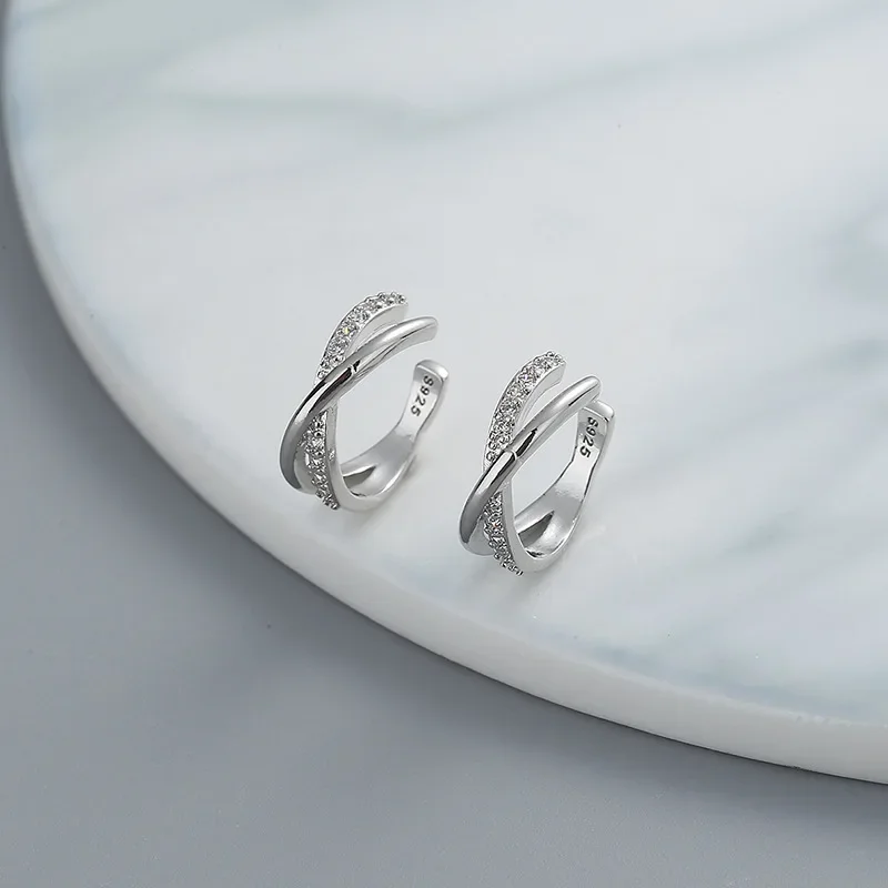 Ear clip earrings for women 1 pc non-piercing crystal