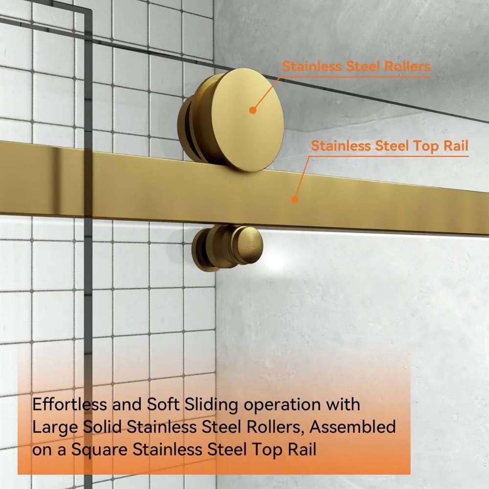 Sliding Bathtub Shower Doors, 57 1/2-60 in. W Adjustable x 60 in. H, 5/16 inch(8mm) Tempered Safety Glass Thickness, 2