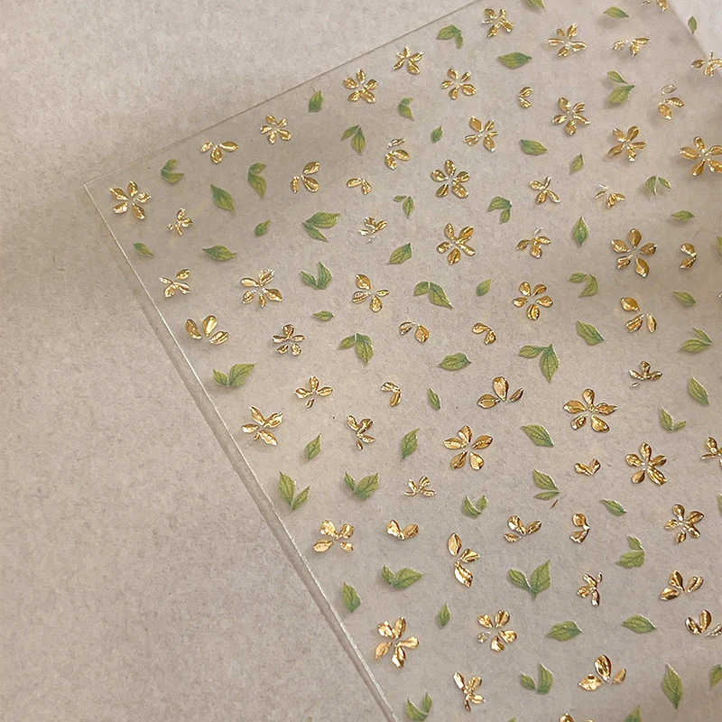 브론징 플라워 리프 네일 데칼 네일 아트 장식 셀프 접착 슬라이더 여름 스티커 매니큐어 액세서리