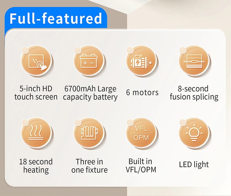 A-80S/A-88S Optical Fiber Fusion Splicer 6 Motor Touch Screen Multilingual Fiber