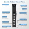 Shower Panel Tower System with LED Lights - No Battery Needed Shower Column with Rainfall Waterfall Shower Body Jets Handheld 2
