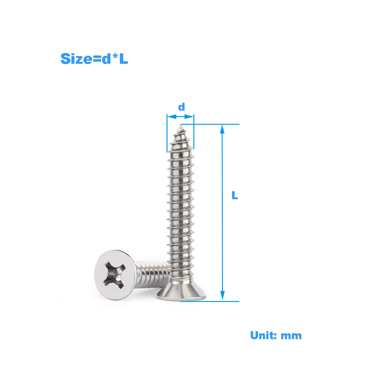 304 Stainless Steel Self Tapping Screw / Phillips Flat Head Screw / Countersunk Head Screw Extended Wood Bolts M3M4M5M6