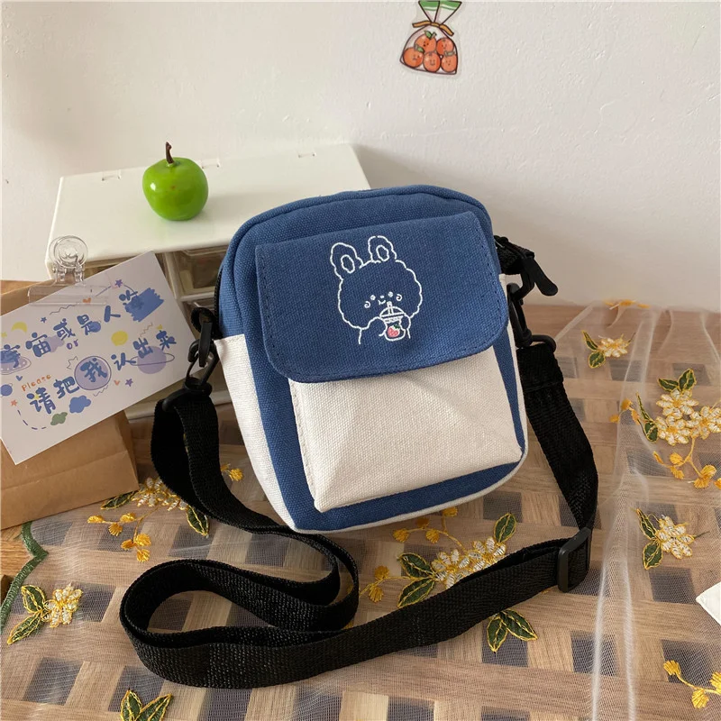 Canvas Shoulder Women's Bag Small Korean Fashion Messenger Crossbody Bag  For Girl Students Cotton Cloth Female Handbags - Shoulder Bags - AliExpress