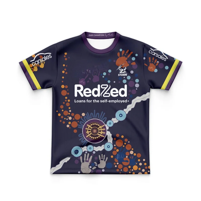 thumbnail image 1 of Camiseta de entrenamiento lateral para niños Melbourne Storm Ashtabula (nombre y número personalizados), 1 of 5