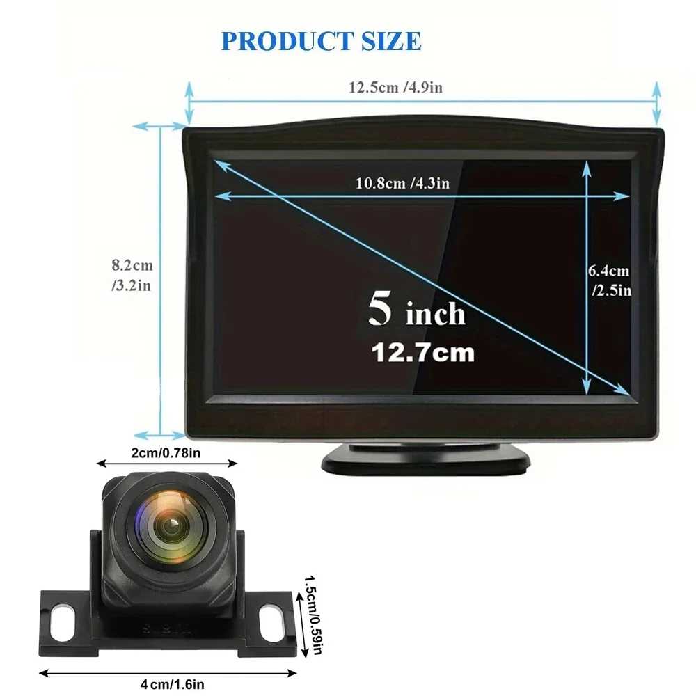 차량용 백업 카메라 HD 5 인치 모니터 백미러 카메라 시스템, 간편한 설치, 트럭용 방수 리얼 나이트 비전