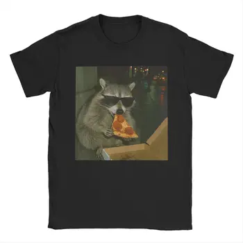 Womens Cool Raccoon Eating Pizza Graphic Tee Printed Short Sleeve Casual Summer Top for Funny Animal and Food Lovers 1