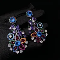 Bilincolor Attractive Colorful Zircon Flower Earrings For Gift or Party 1