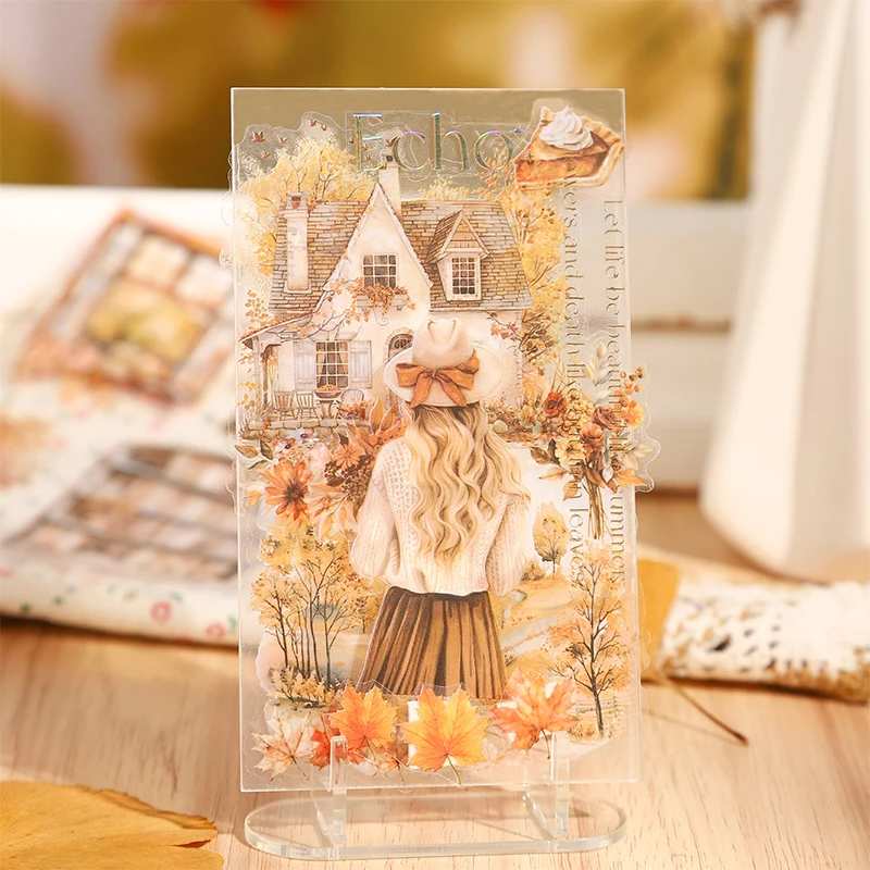 PET Die cut Stickers book Four Seasons Scenery Decorative handmade Scrapbooking Material Diary Album Craft Supplies 20 Sheets decorative stickers