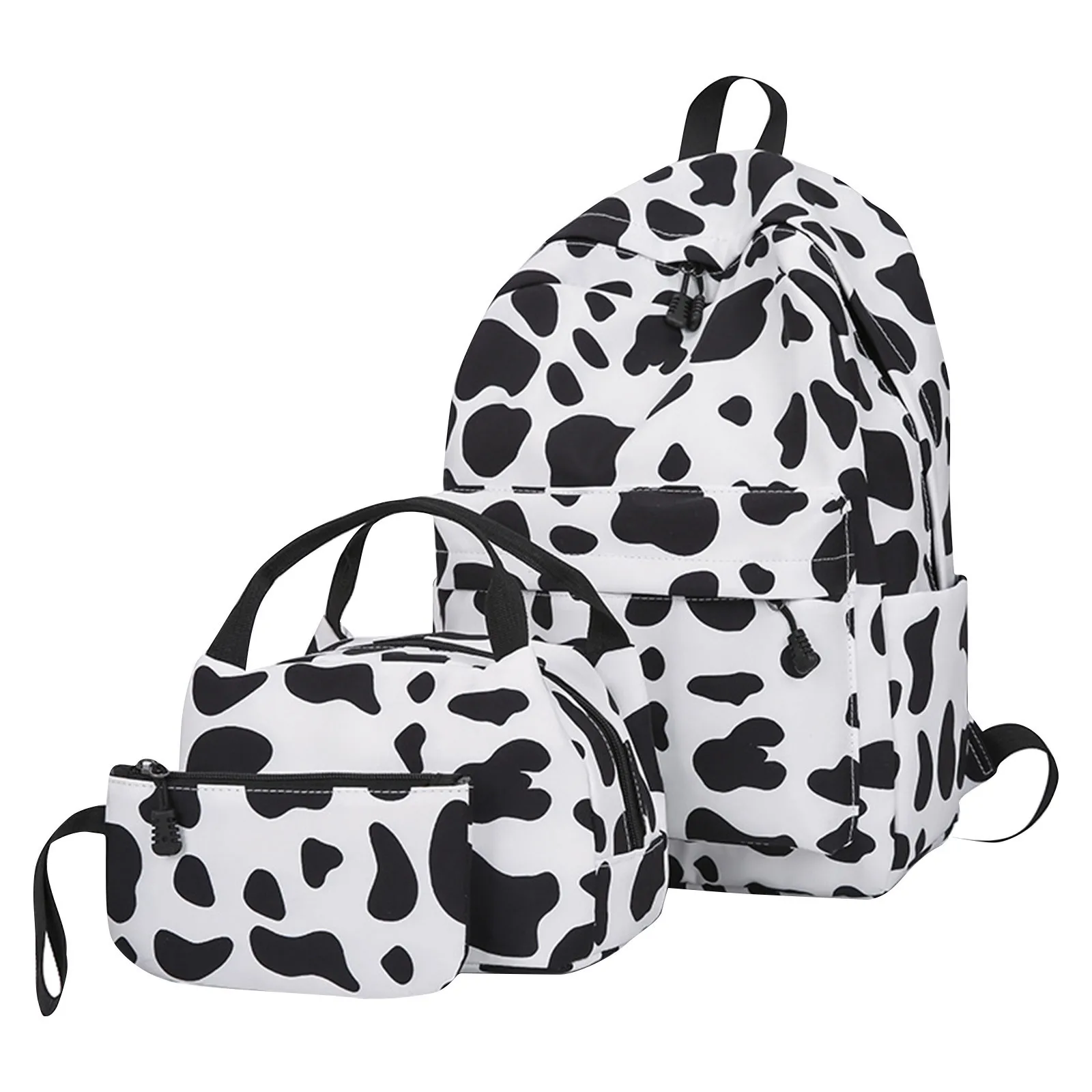 Personalized Harajuku Backpack Ins Cow Pattern Cute Girl Schoolbag Children Backpack Lunch Bag Pencil Case Set For Kids Students 1