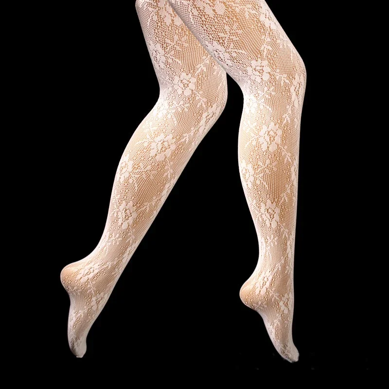 pantyhose shemale japan Hollowed Out Lace Mesh Stockings Bottomed Pantyhose Japanese Retro Floral  Rattan White Stocking Hot Classic Tights