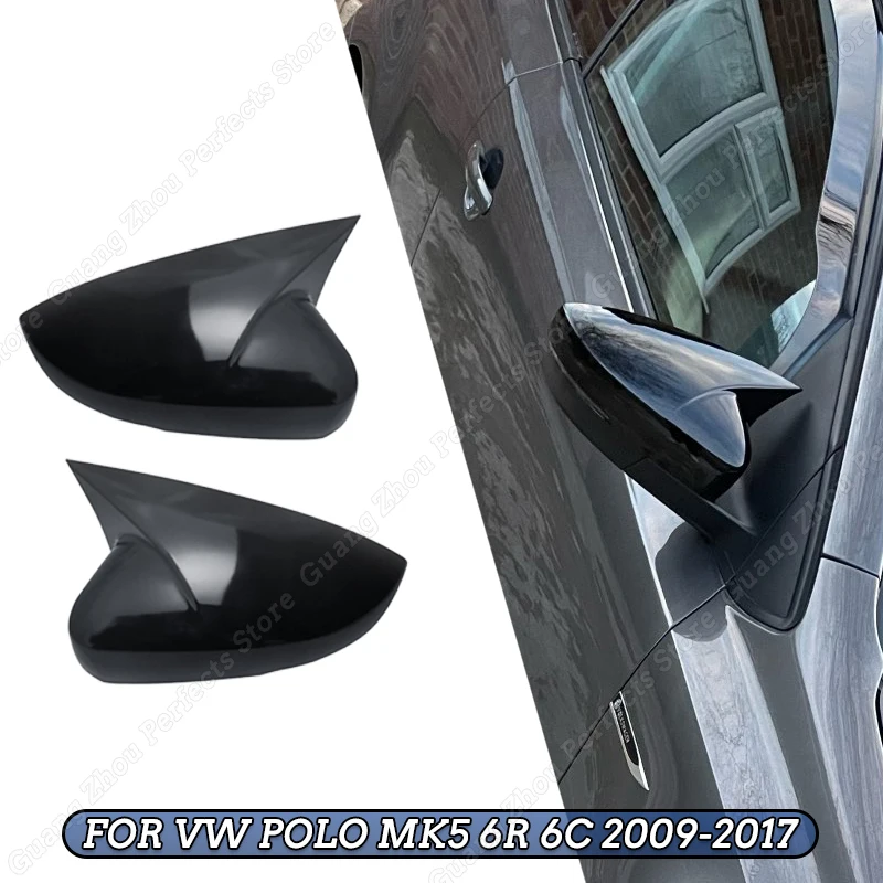 Für Volkswagen POLO MK6 2 stücke Glanz Schwarz Auto Rückspiegel