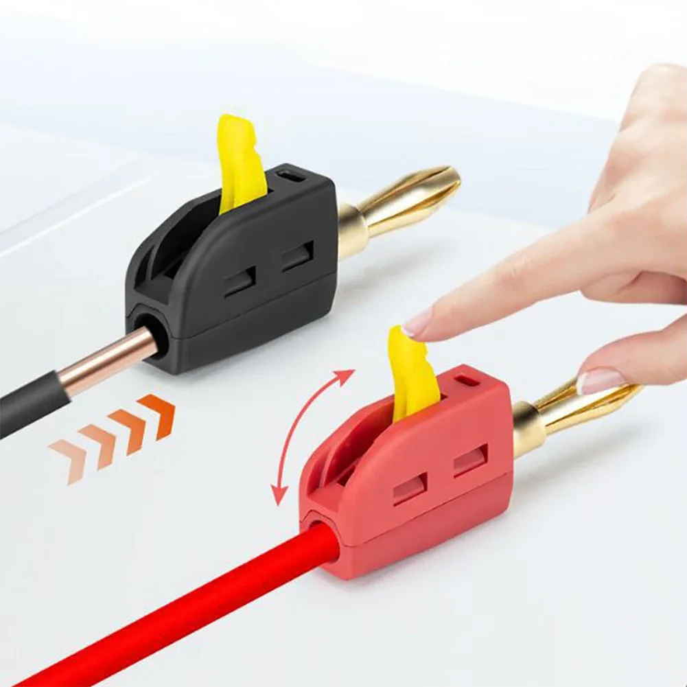 10Pcs 4mm High Current Plugs Solder-Free Gold-Plated Banana Connector Self-Locking Lantern Buckle Plug for 32A Electrical Test