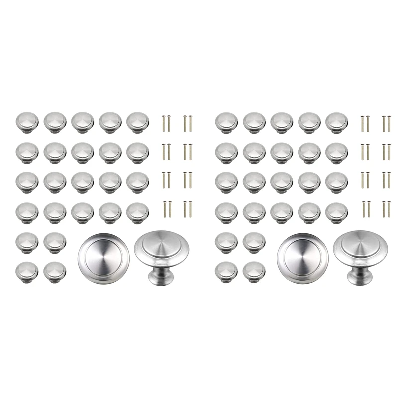Knobs, Round Kitchen Drawer Pulls with Screws, Modern Stainless Steel Drawer Dresser