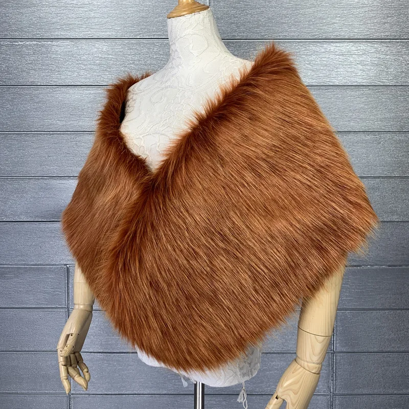 

2024 fashion new Fox fur long fur dress shawl nightclub imitation fur cloak fur dress camisole