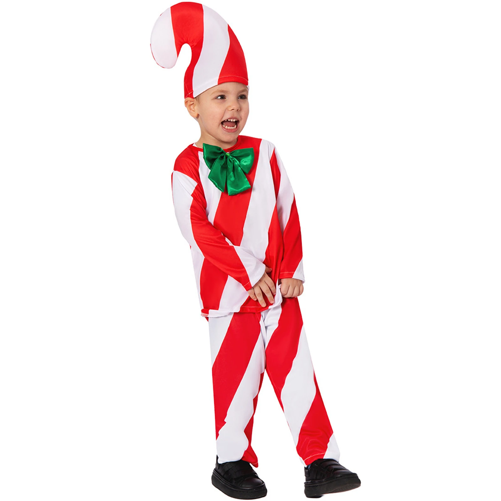 Disfraz de bastón de caramelo para niños, disfraz de Papá Noel para fiesta de carnaval, actuación en el escenario, disfraz de Papá Noel para niños