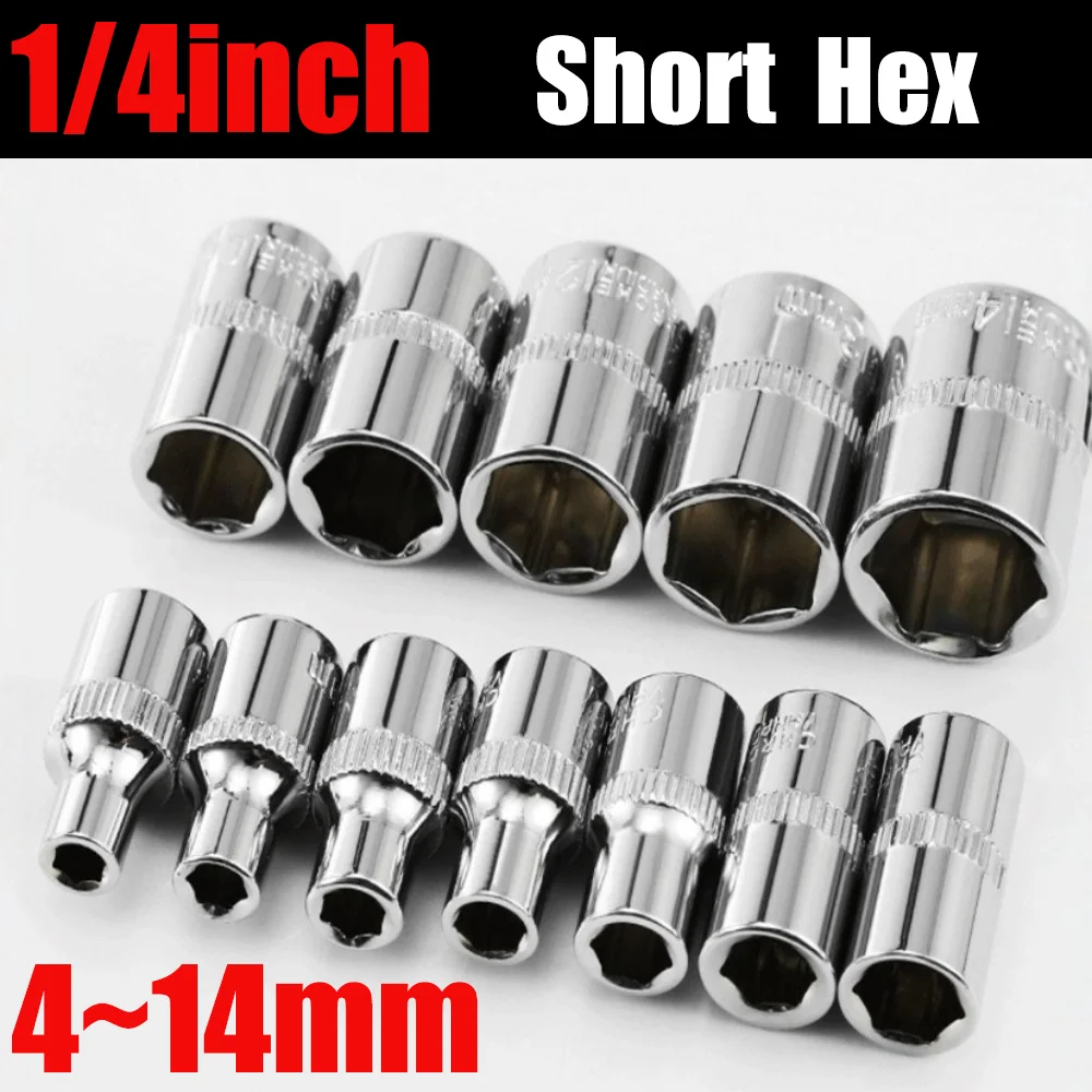 1/4 Drive Inch Ratchet Wrench Socket Head Sleeve Double End Hand Tools 4 4.5 5 5.5 6 6.5 7 8 9 10 11 12 13 14mm
