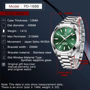 PAGANI DESIGN 40MM A150 Business Men Mechanical Sports Diver Watch Luxury Sapphire Glass Automatic Watches Men Stainless Steel 6