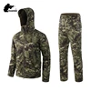 Outdoor Camoflage SoftShell Men's Suits 5XL Oversized Waterproof Fleece Clothes Set Men Clothing Camping Hunting Suit A2F051 3