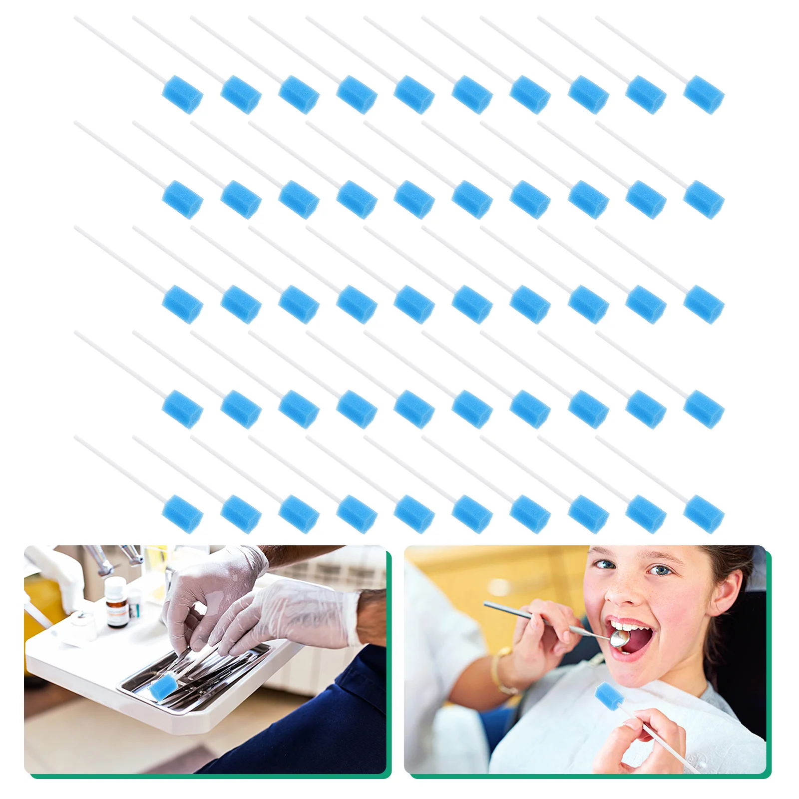

50pcs Disposable Oral Care Sponge Swab Tooth Cleaning Mouth Swabs (Blue)