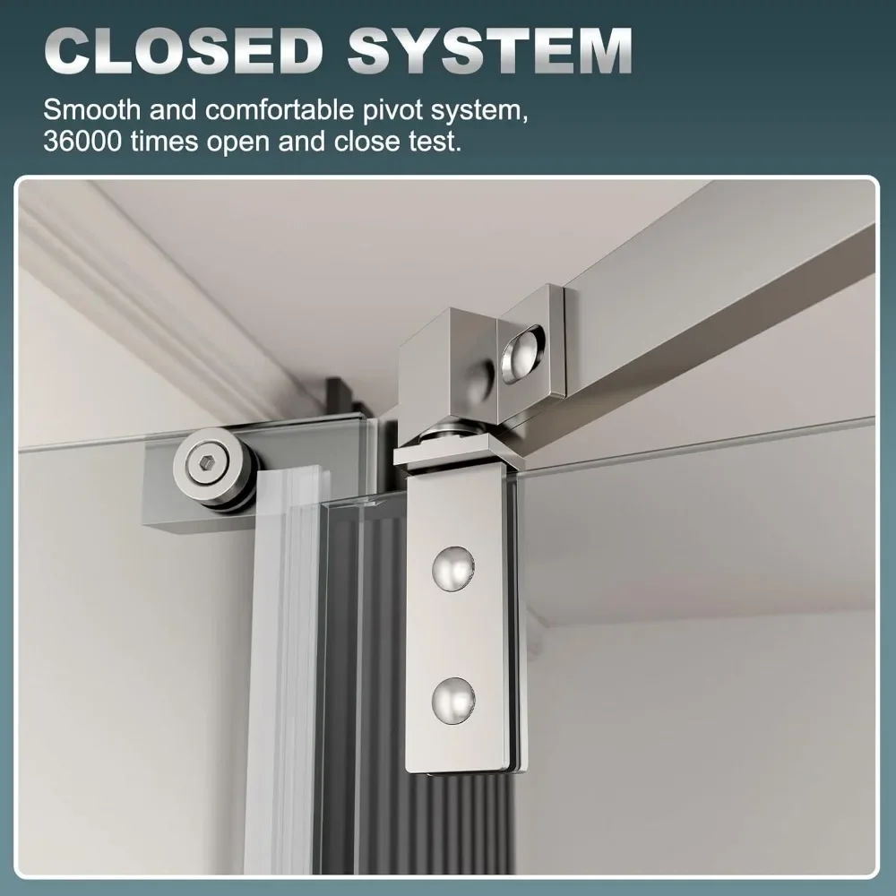 Shower Door34 3/4~35 9/16" Wx72 in.H ,Pivot Shower Door 1/4in(6mm) Thick Tempered Clear Glass, Corner Shower Doors 3