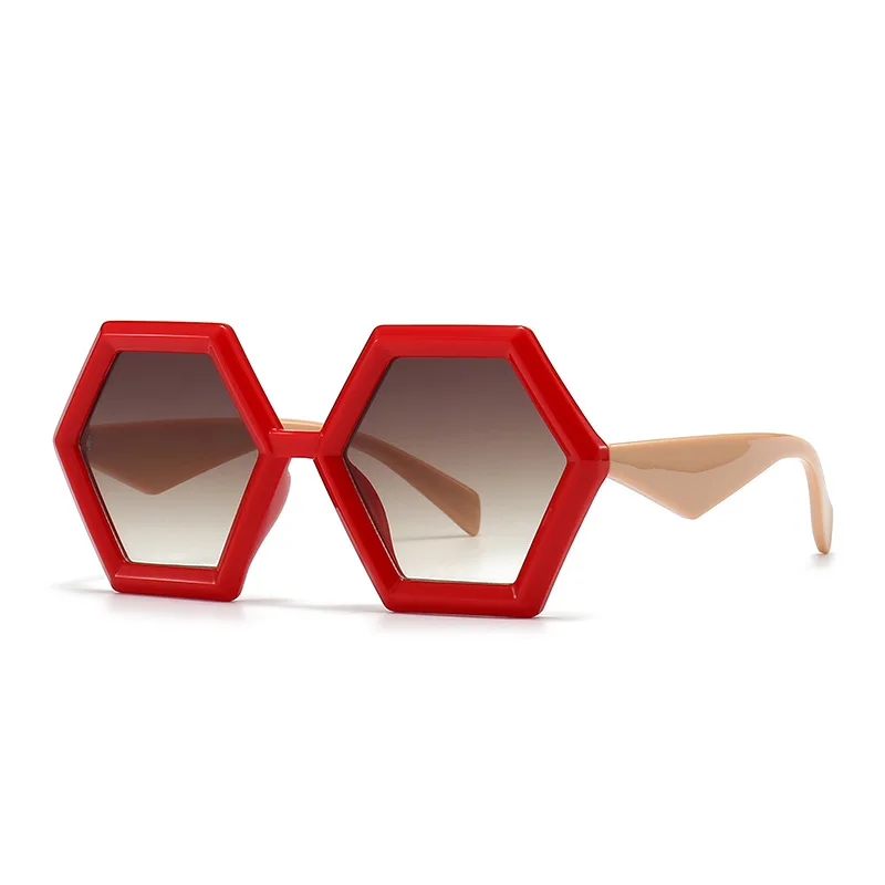 LNFCXI New Retro Polygon Square Sunglasses Women Gradient Orange Tea Shades UV400 Fashion Men Double Color Trending Sun_voghion.com