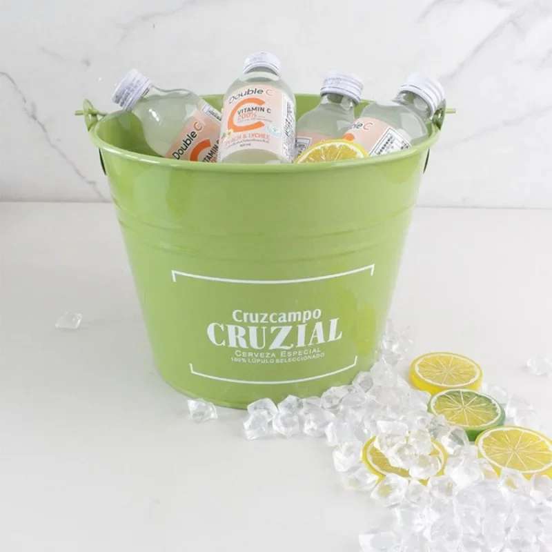 Commercial Ice Bucket Beverage Beer Barrel Outdoor Household Ice Cube Milk Tea and Cola Creative Iron Bucket Cooling Barrel