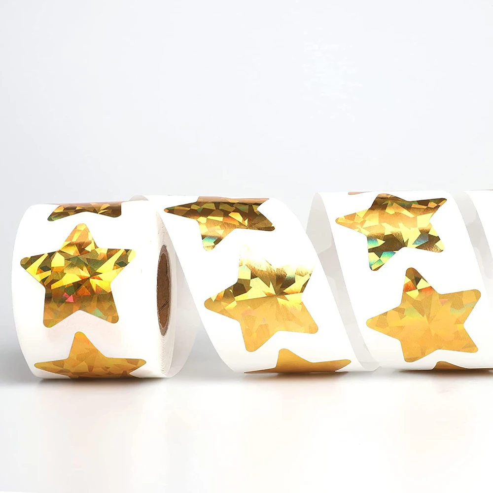 100-500Pcs Foil Star Stickers Holographic Gold Star Stickers for Kids Reward Labels for Wall Crafts Classroom Teachers Supplies