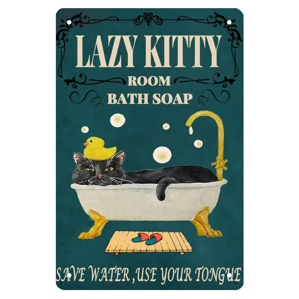

Bathing Cat Retro Metal Plate Tin Sign Plaque Poster Wall Art for Bar (3)