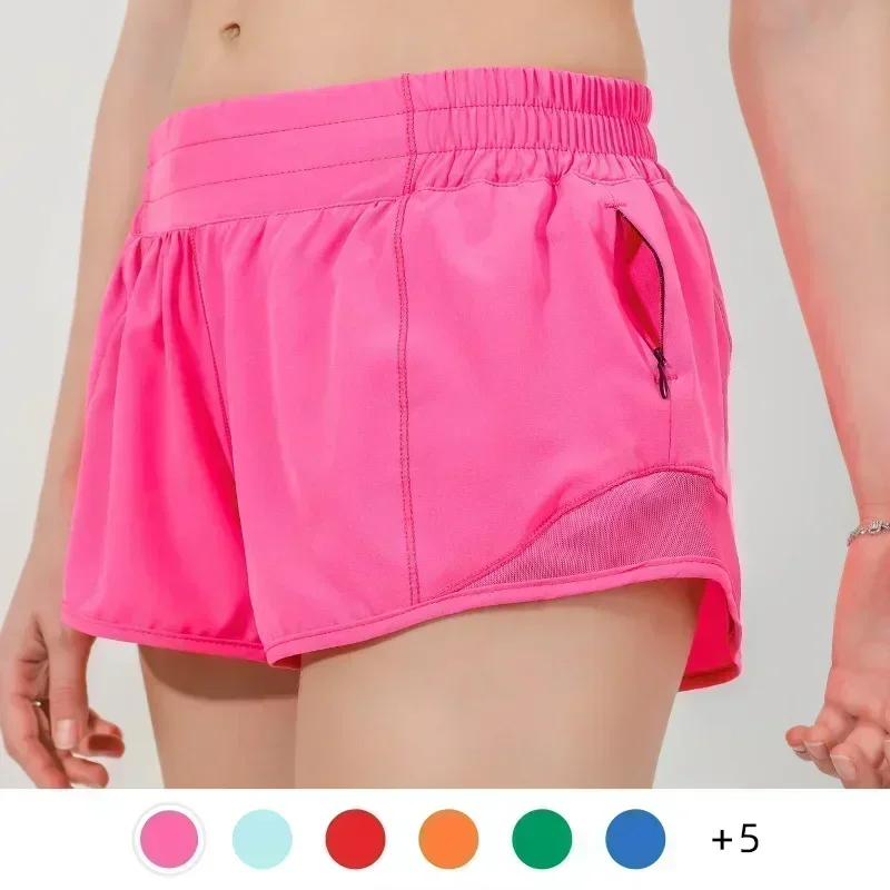 Women Yoga Shorts Micro-elastic Low-rise Athletic Short Liner Workout Running Sport Tummy Control Shorts