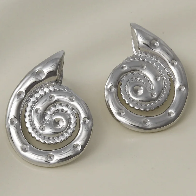 4pcs Brief Fashion Ocean Animal Earring Stainless Steel For Women Men Accessories Starfish Conch Silver Color No Fading Earrings 2