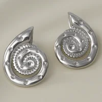 4pcs Brief Fashion Ocean Animal Earring Stainless Steel For Women Men Accessories Starfish Conch Silver Color No Fading Earrings 2
