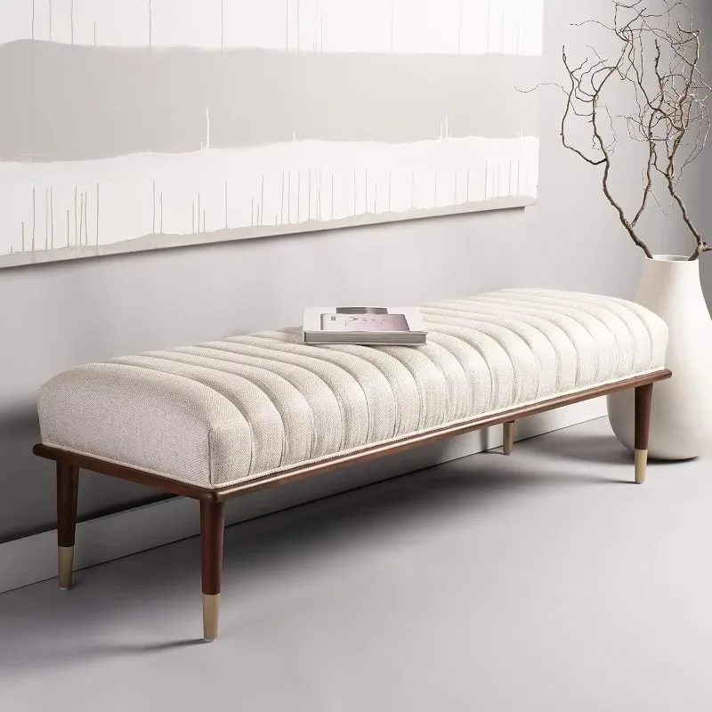 Cream Mid-Century Bench Couture Flannery 2