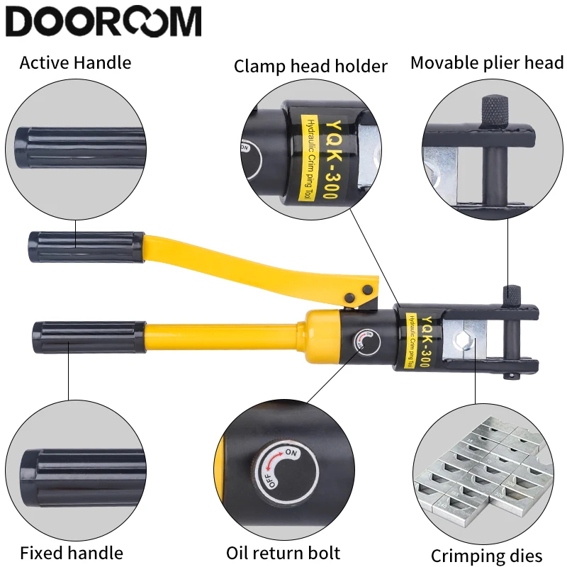 DOOROOM Hydraulic Crimping Tool Speedy Hydraulic Crimping Pliers YQK 70 Range 16-300mm Pressure Cable Cutter Wire Stripper Tool 2