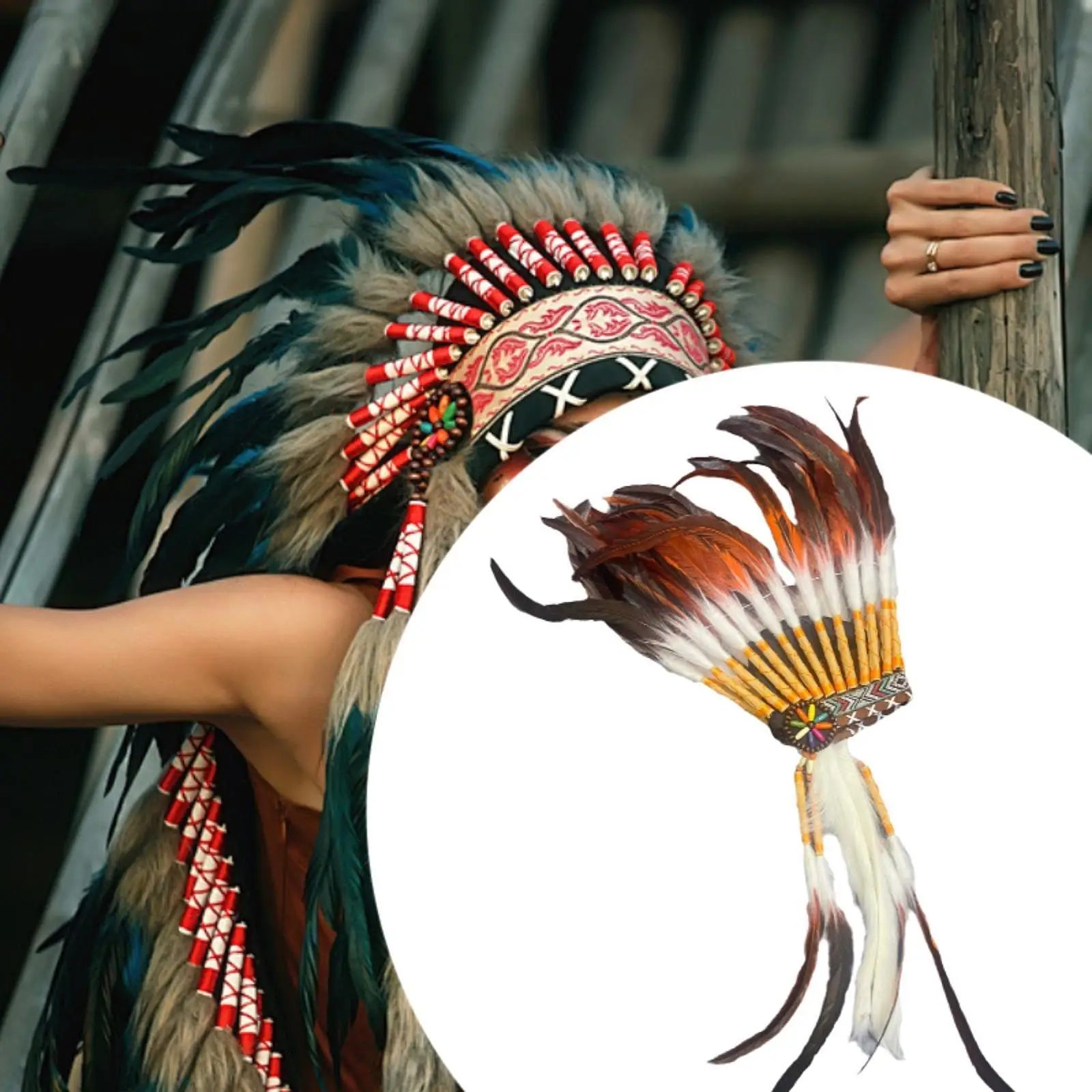 Indian Artificial Feather Headdress Dressing up Creative Comfortable Costume Accessory for Carnival Party Gift Stage Show Dance