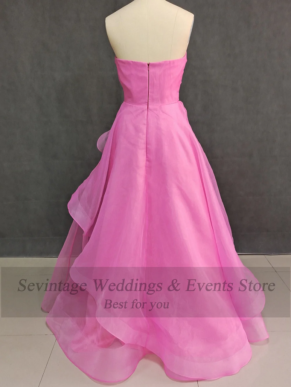 Sevintage Hot Pink Ruffles Prom Dresses Sweetheart Pleated Strapless Floor Length Formal Evening Dress Women Special Party Gowns women prom dresses