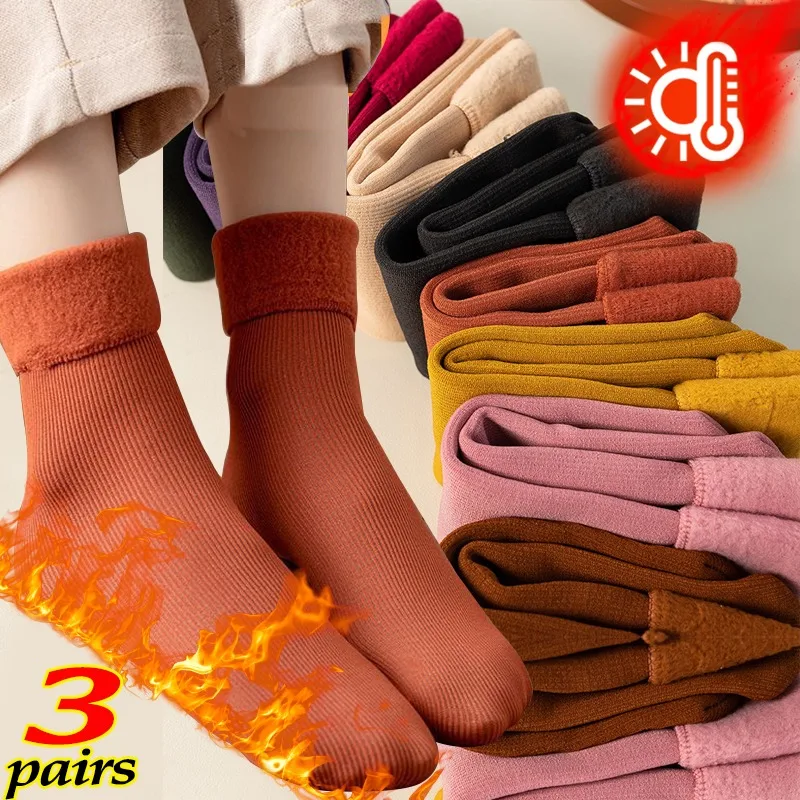 

2023 Women Winter Warm Socks Thicken Thermal Snow Boots Floor Skin Soft Plush Sox Velvet Wool Cashmere Home Sleeping Stocking