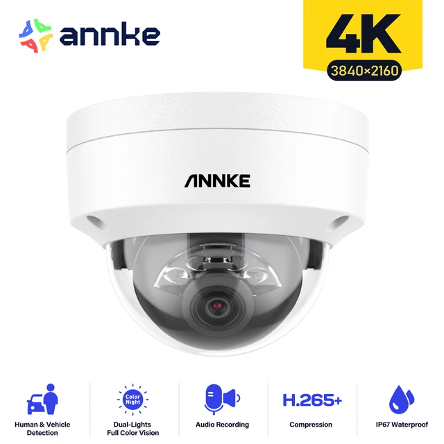 ANNKE-Caméra de surveillance extérieure IP PoE 8MP/4K (C800), dispositif de sécurité sans fil, avec microphone intégré, pour touristes intelligents, IK10 1