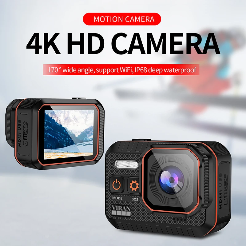 Caméra Action 4K HD Étanche 30m avec Télécommande WiFi Sport Extrême
