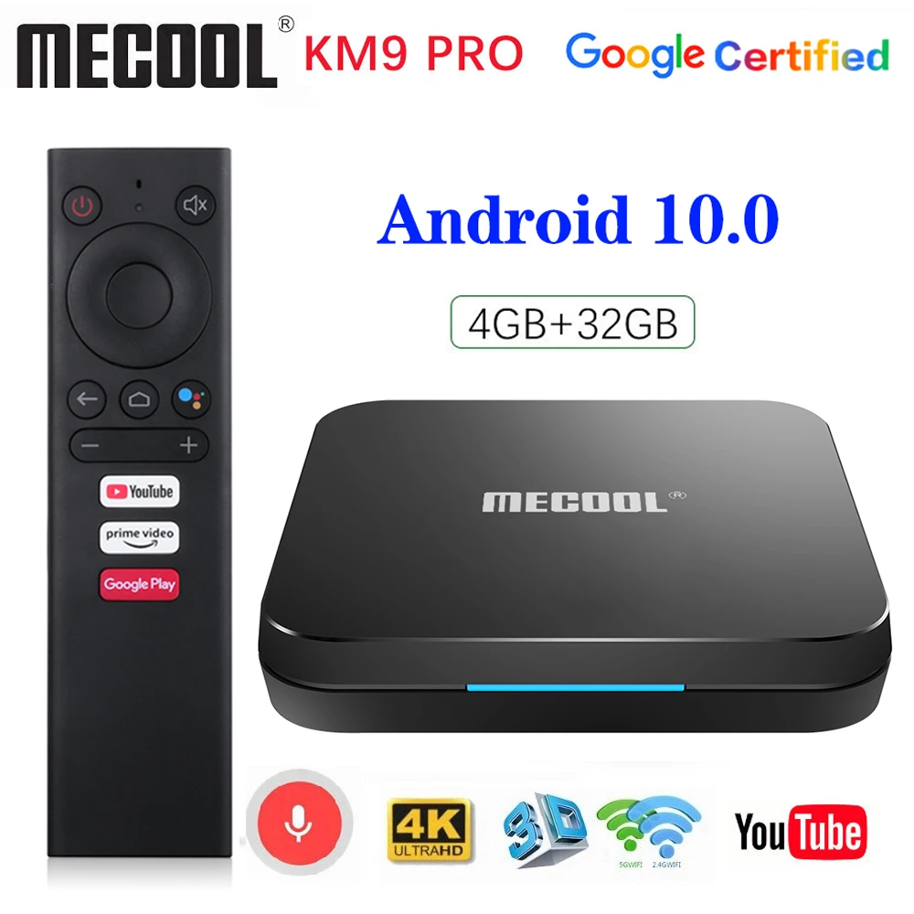 Mecool KM9 PRO TV Box Android 10 Androidtv Google Certified 4GB 32GB Amlogic S905X2 2G 16G Support 4K 5G Dual Wifi BT4.0 Youtube best indoor tv antenna 100 mile range