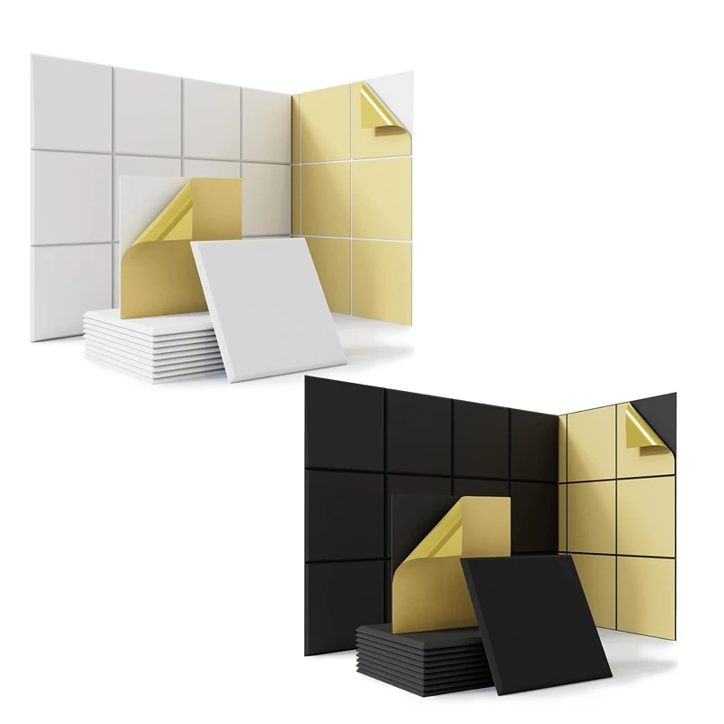 

18 Pack Self-Adhesive Acoustic Panels, 12X12x0.4Inch Sound Proof Foam Wall Panels,For Home Studio Office