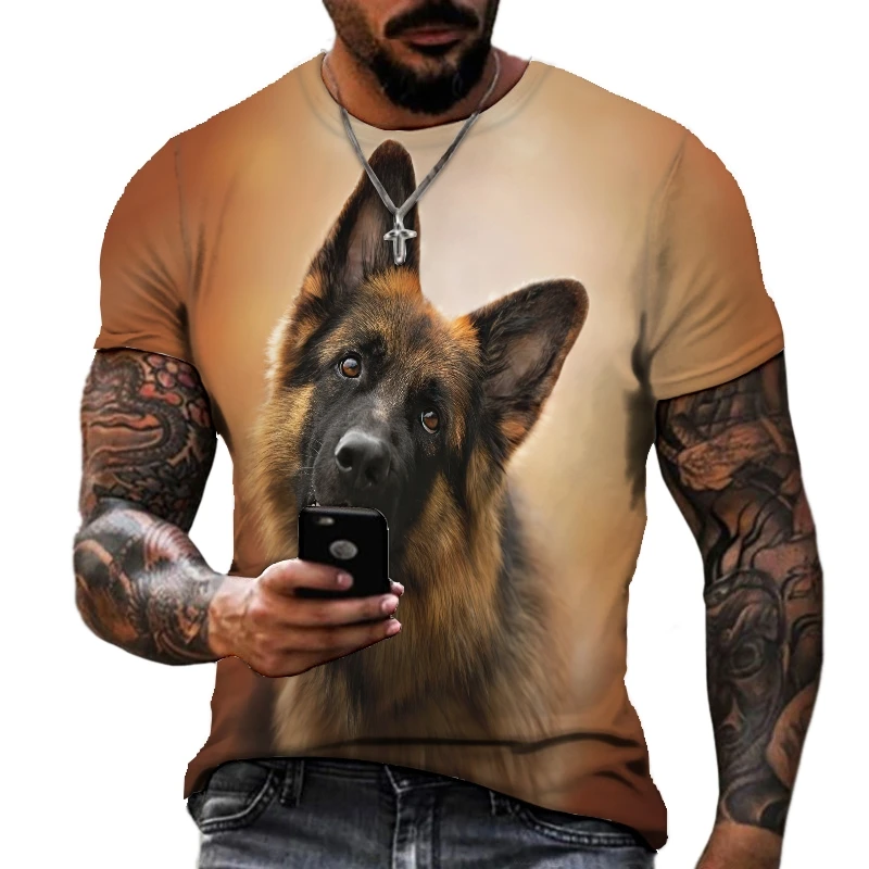 

2023 Summer Fashion German Shepherd Dog 3D Printing T Shirts Men Women Casual Short Sleeve Shirts Animal T Shirts Cheap T Shirt