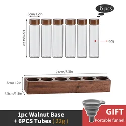 Glass Coffee Bean and Tea Storage Tube - Espresso Accessory and Barista Tool Gift Set (Set Of 6 Holes 22g)